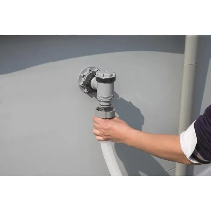 Kit Piscine hors sol tubulaire BESTWAY - Power Steel™- 488 x 305 x 107 cm - Ovale (Livrée avec une échelle. une bâche. un épurateur)