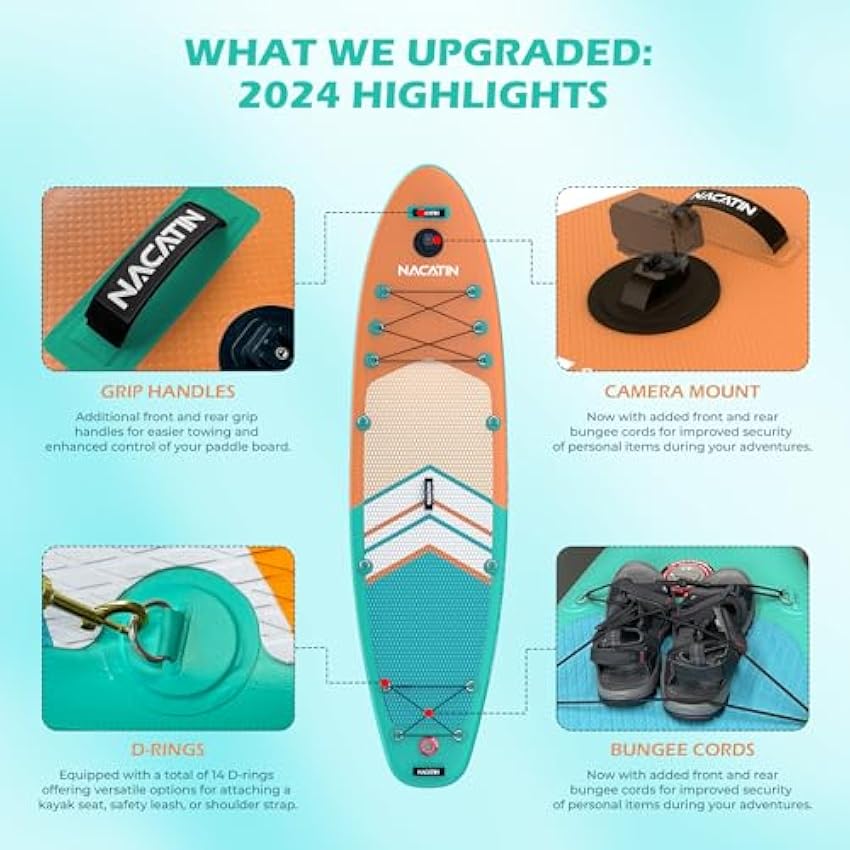 NACATIN Inflatable Stand Up Paddle Board with Kayak Seat,10'6