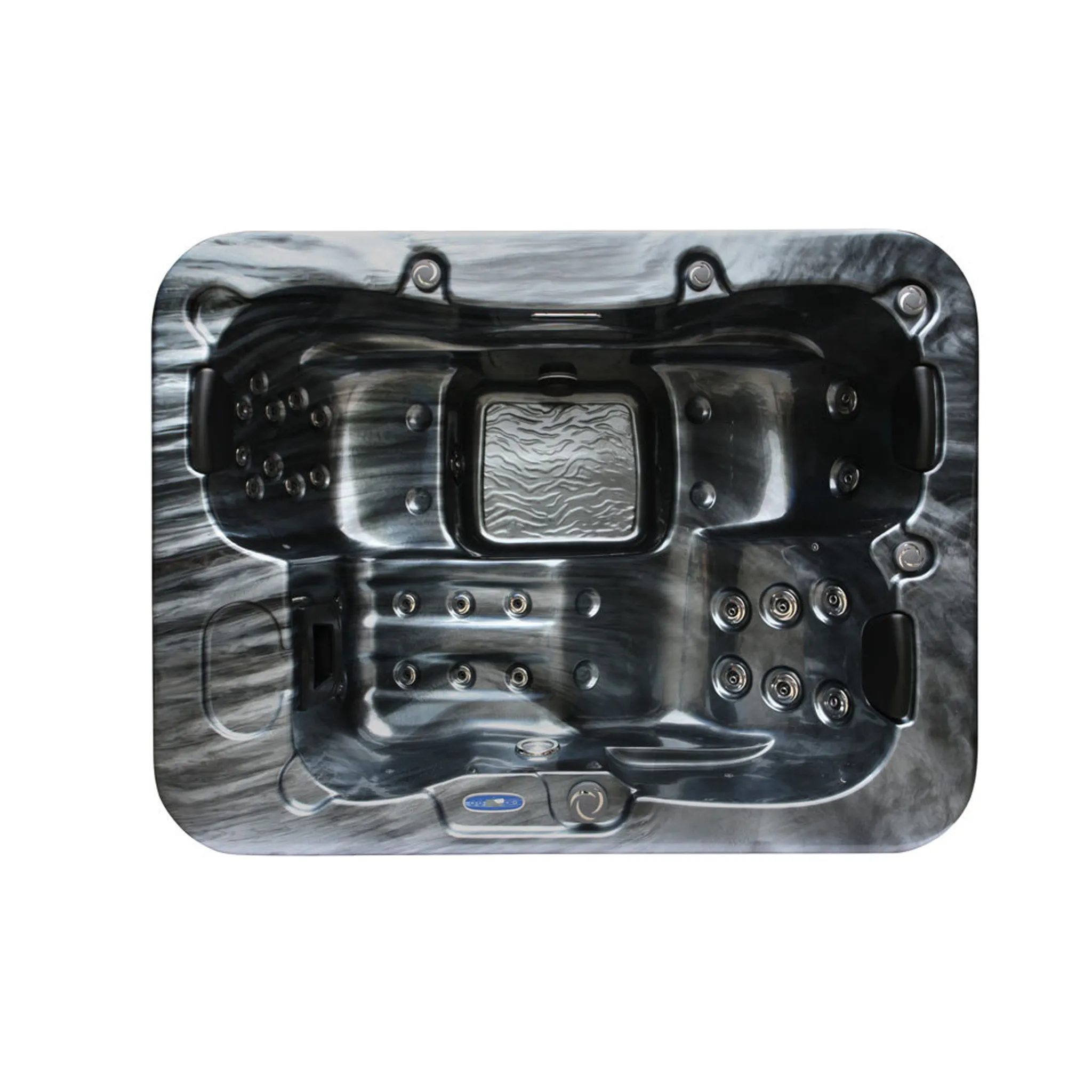 HOME DELUXE - Outdoor Whirlpool Black MARBLE inkl. Treppe und Thermoabdeckung