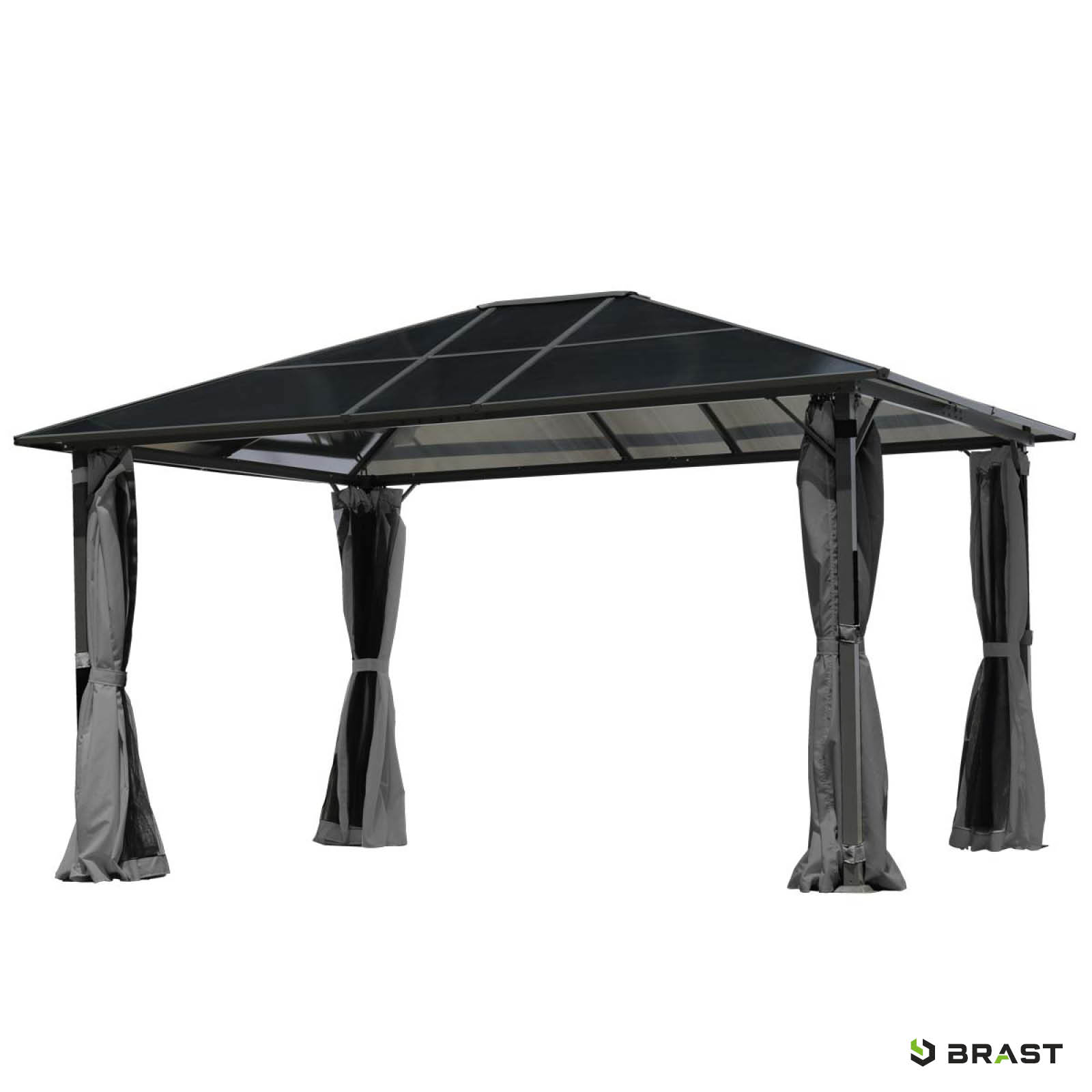 BRAST Alu Pavillon PREMIUM mit festem Dach 3x4m grau