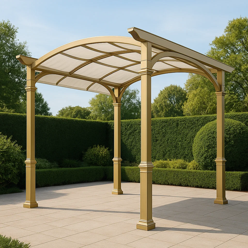 Pérgola de aluminio para jardín - Color dorado - para exterior - 400 cm largo x 250 cm alto x 300 cm profundo