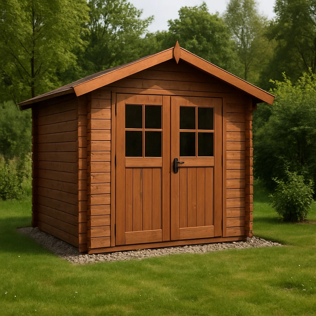 Caseta de jardín de madera color marrón. material madera para exterior. 210x190x200 cm