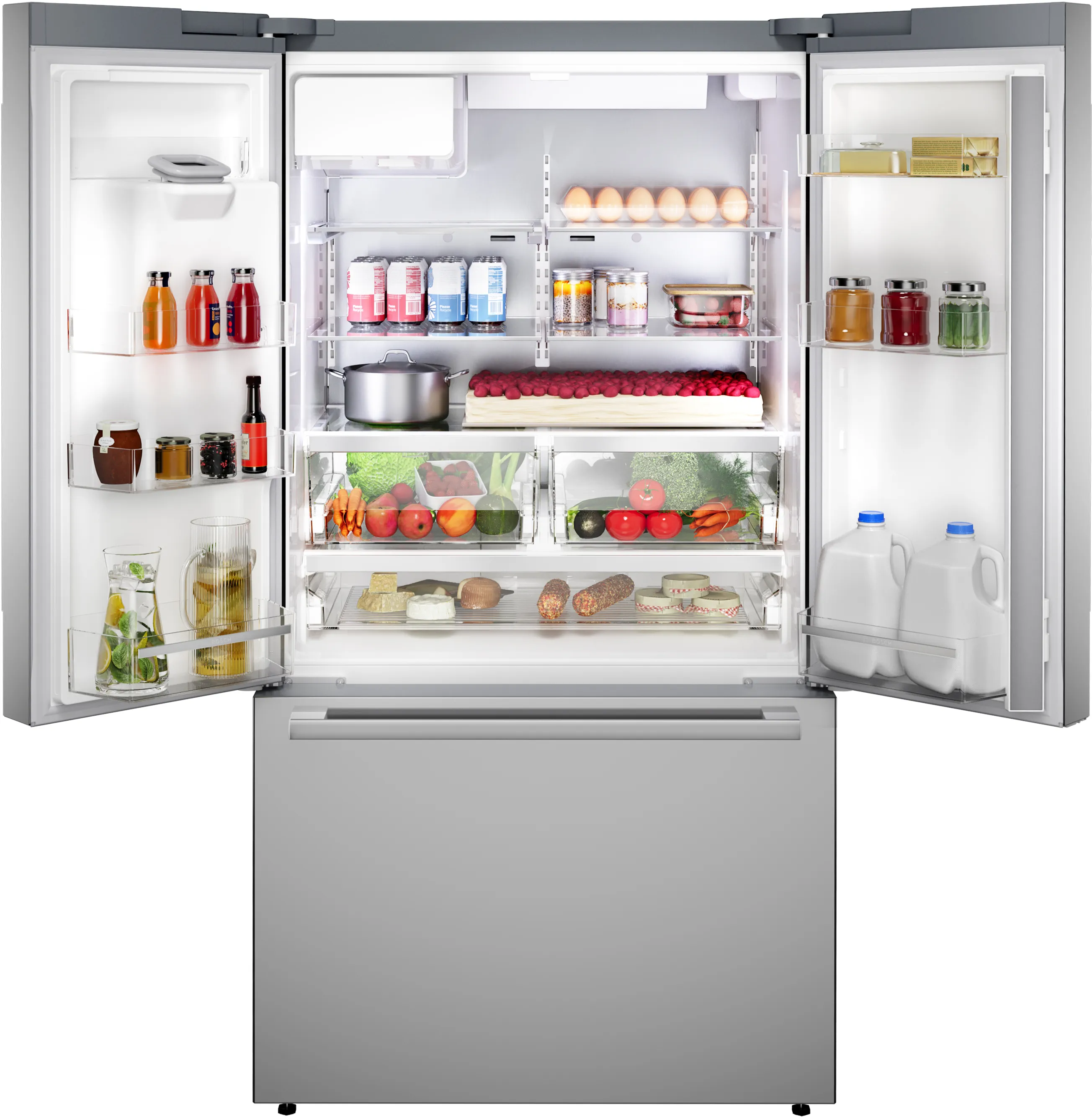 Bosch B36FD52SNS 500 Series French Door Bottom Mount Refrigerator 36'' Stainless steel (with anti-fingerprint). Total No Frost