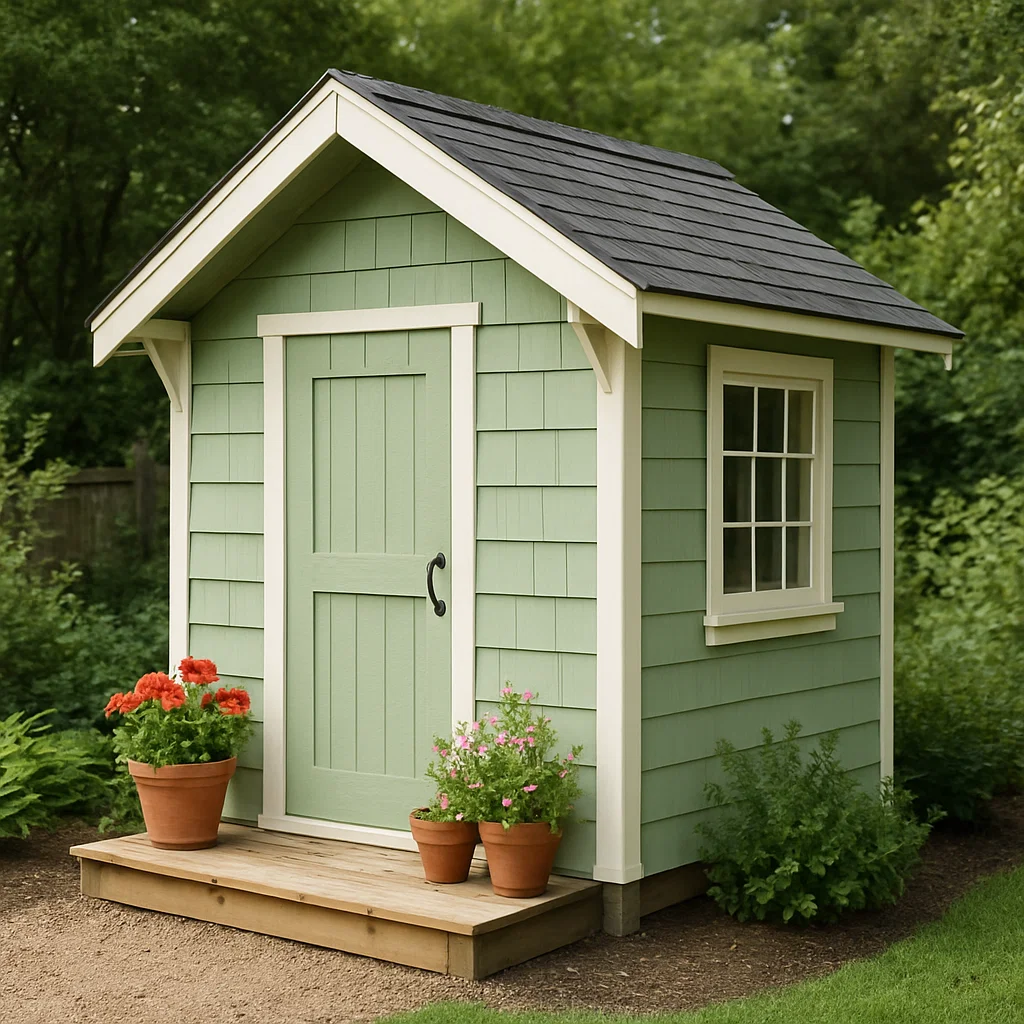 Caseta de jardín. Caseta de madera verde salvia tratada para exteriores. 160x120x210 cm