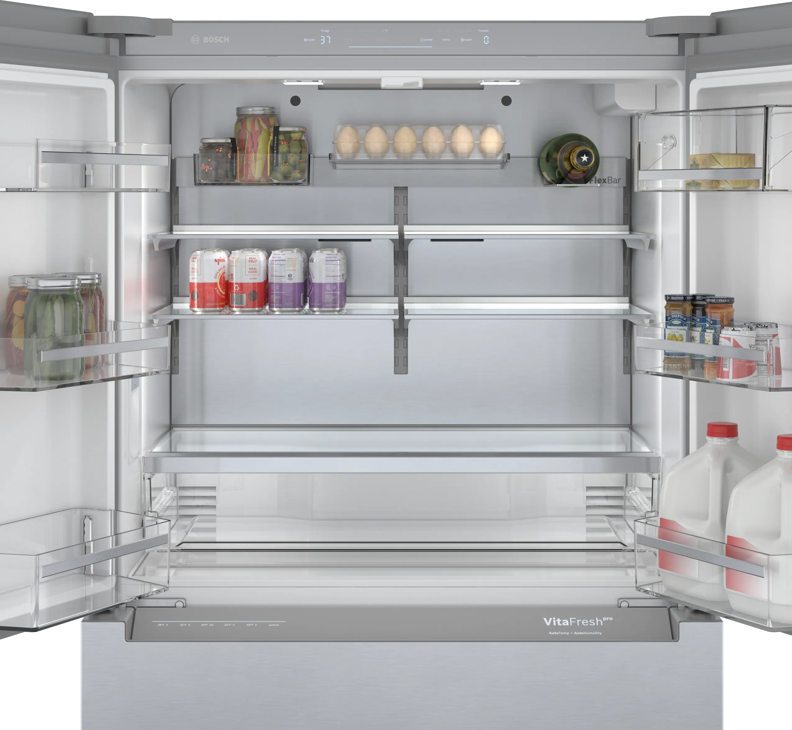 Bosch B36CL80ENS 800 Series French Door Bottom Mount Refrigerator 36'' Stainless steel (with anti-fingerprint)