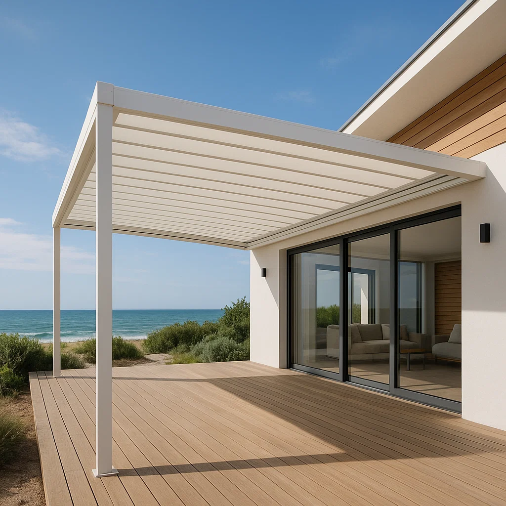 Pérgola metálica para jardín con toldo retráctil - Color blanco - para exterior - 400 cm largo x 250 cm alto x 300 cm profundo