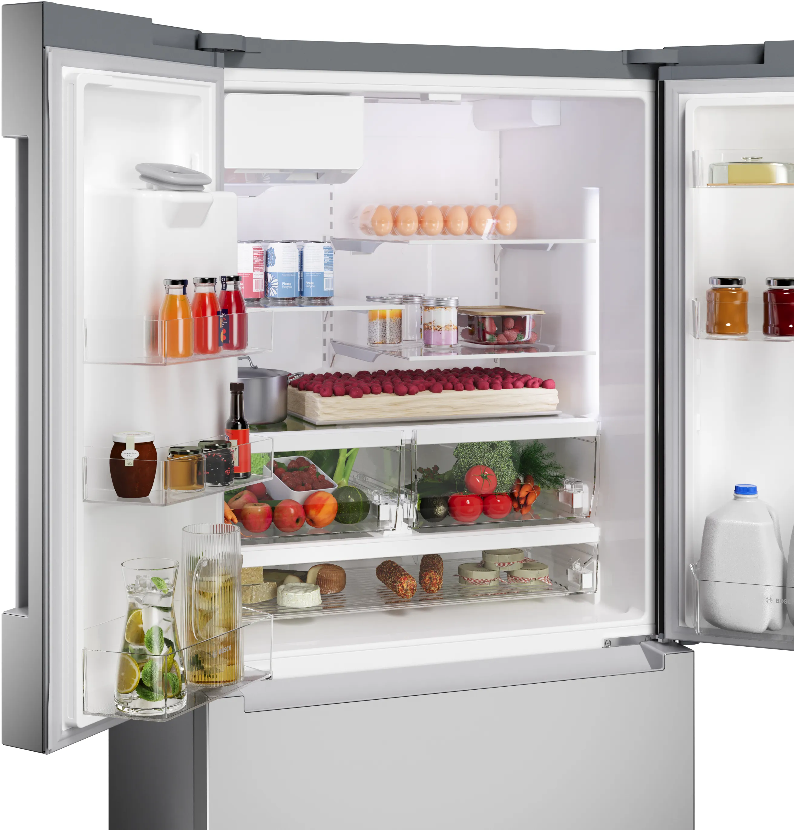 Bosch B36FD10ENS 100 Series French Door Bottom Mount Refrigerator 36'' Stainless steel (with anti-fingerprint). Total No Frost