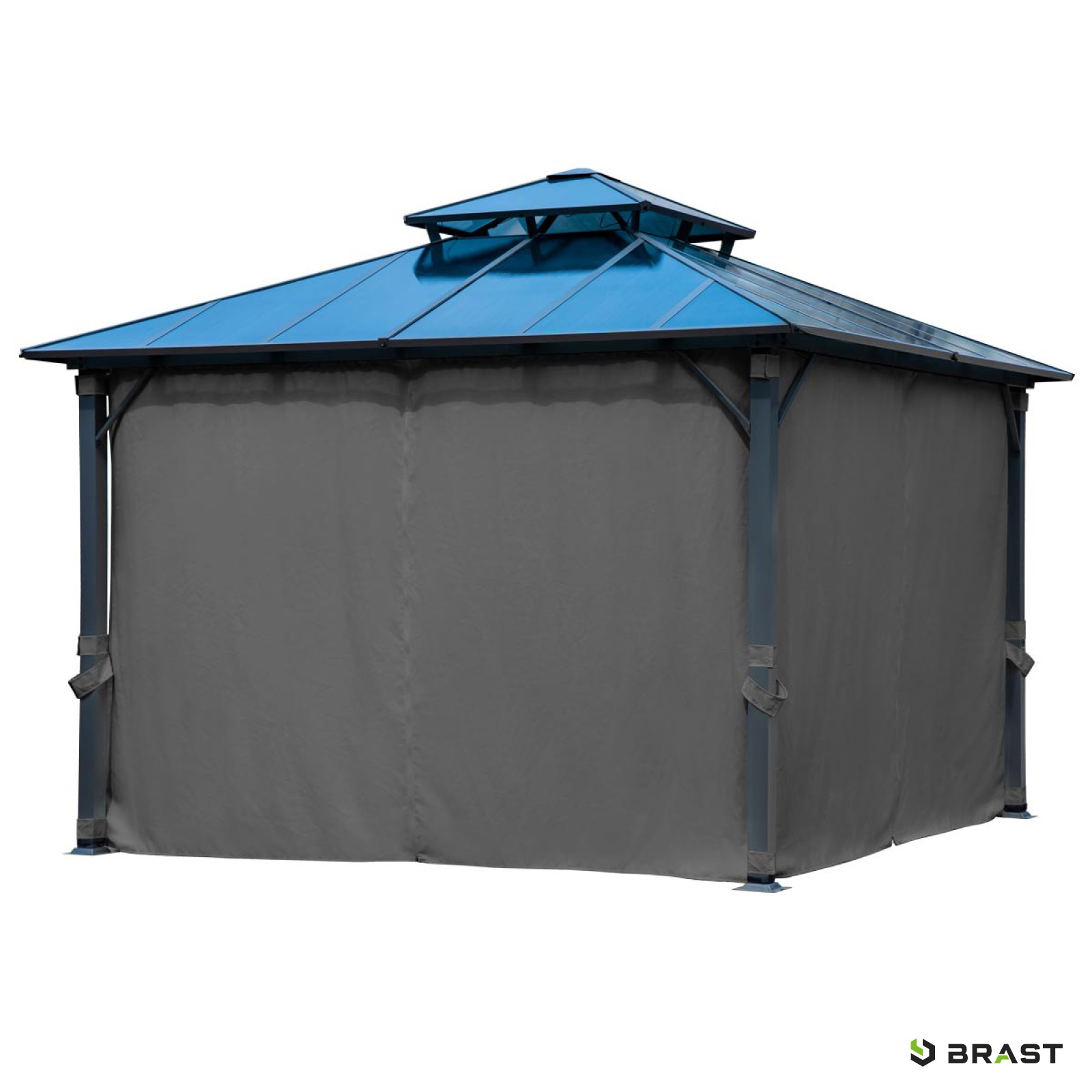 BRAST Alu Pavillon PAGODE 3.5x3.5m dunkelgrau mit Moskitonetz