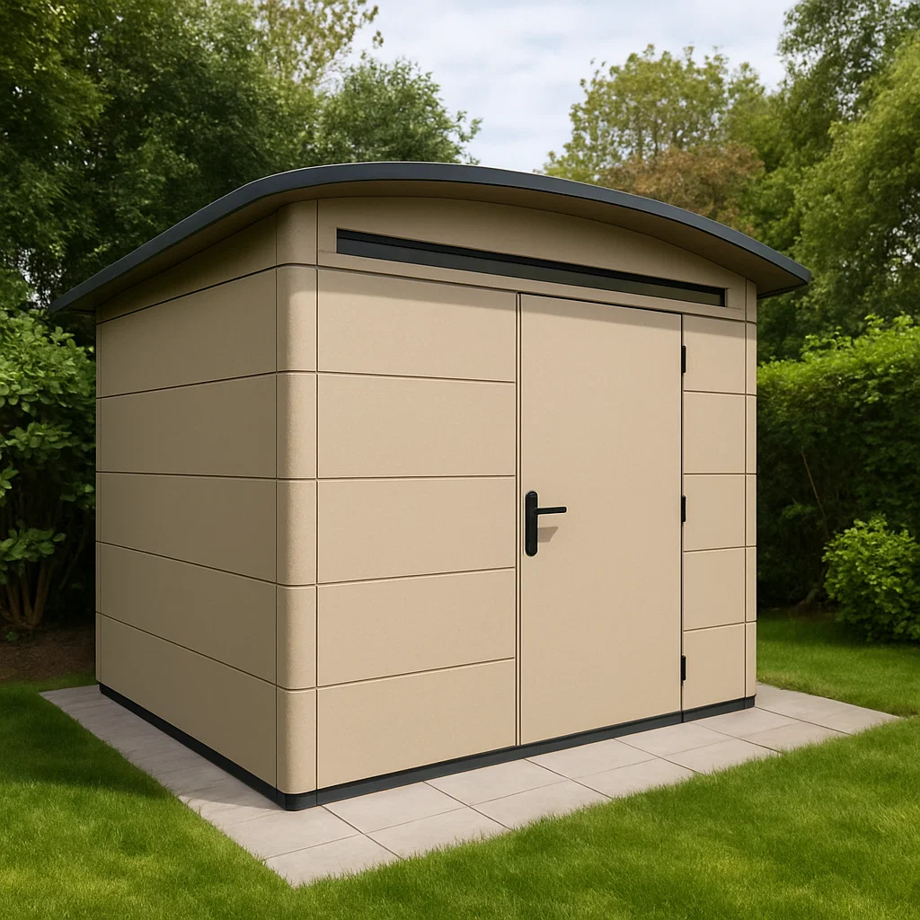 Caseta de jardín. caseta color beige de resina para exterior. 210x190x220 cm