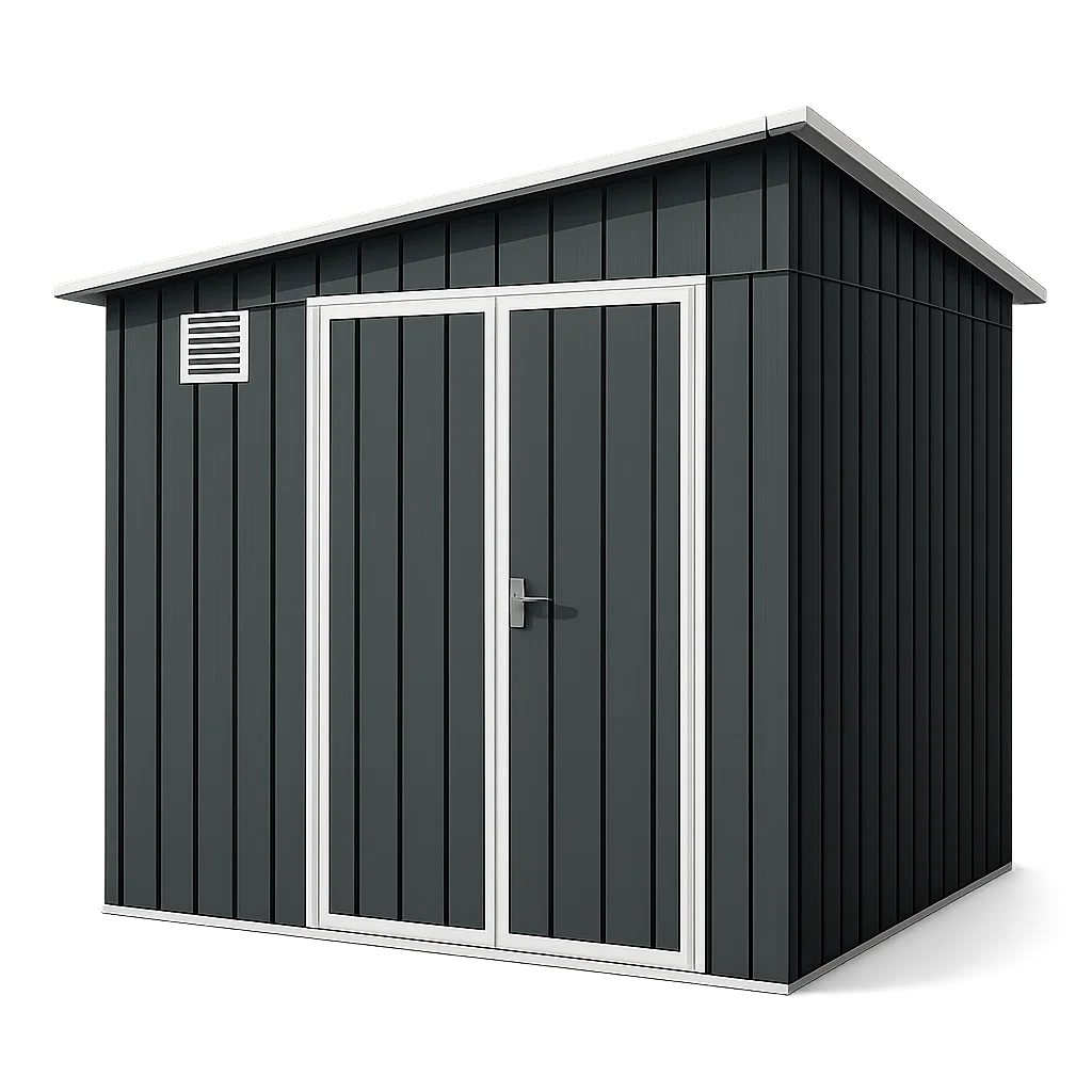 Caseta de jardín. caseta de almacenamiento antracita y blanco de acero galvanizado para exterior. 210x175x205 cm