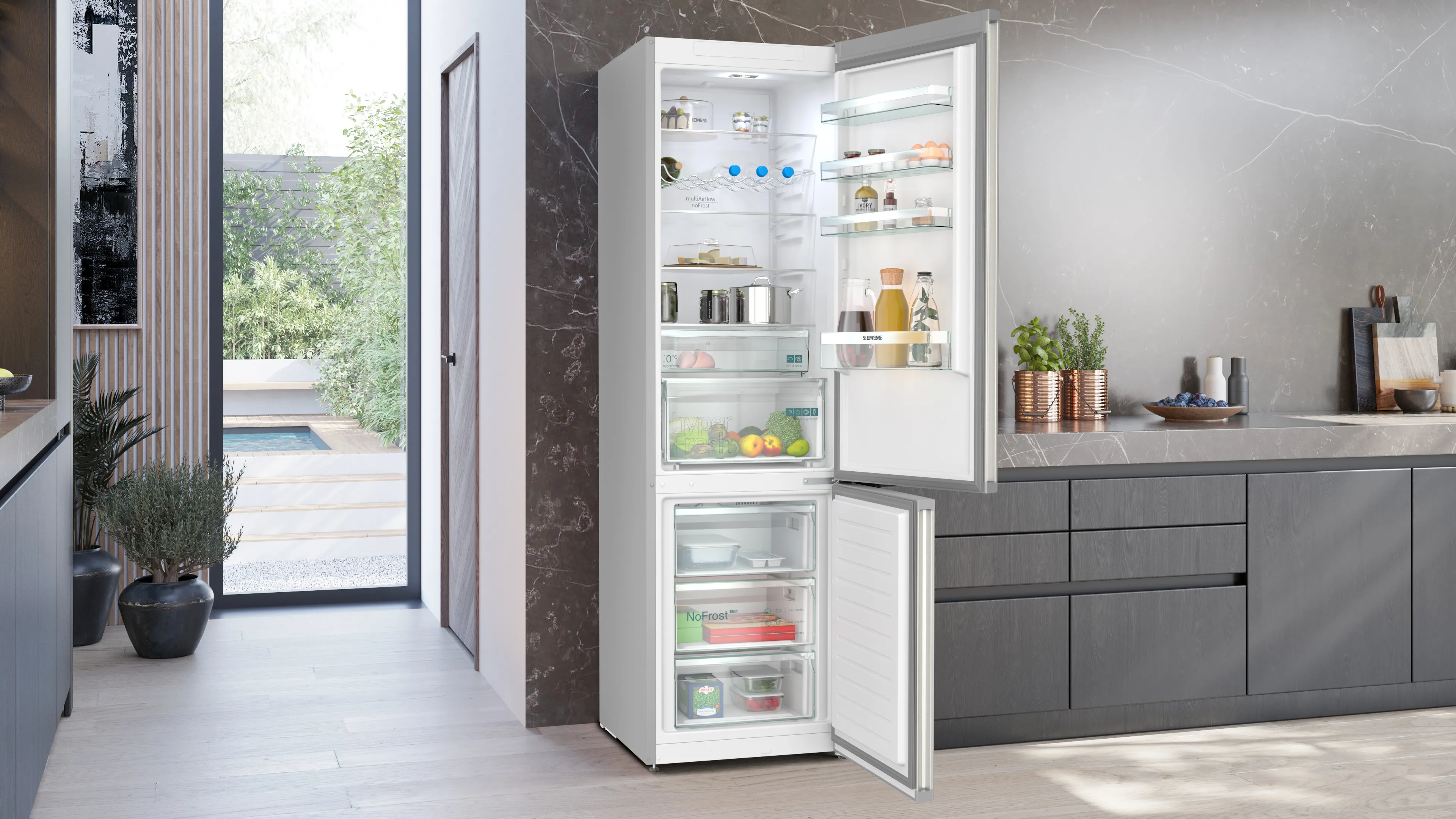SIEMENS KG39NXIBF iQ300 Free-standing fridge-freezer with freezer at bottom 203 x 60 cm Brushed steel anti-fingerprint