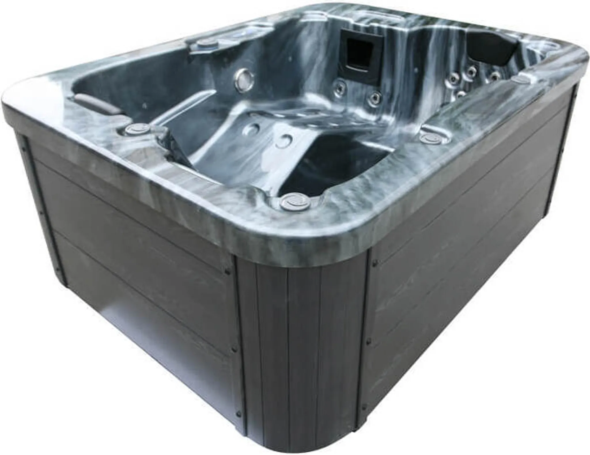HOME DELUXE - Outdoor Whirlpool Black MARBLE inkl. Treppe und Thermoabdeckung