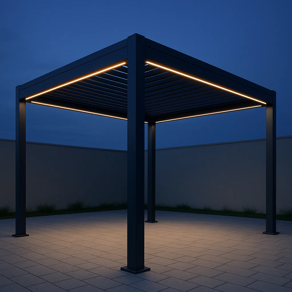 Pérgola metálica para jardín - Color negro - de aluminio - para exterior - 400 cm largo x 250 cm alto x 300 cm profundo