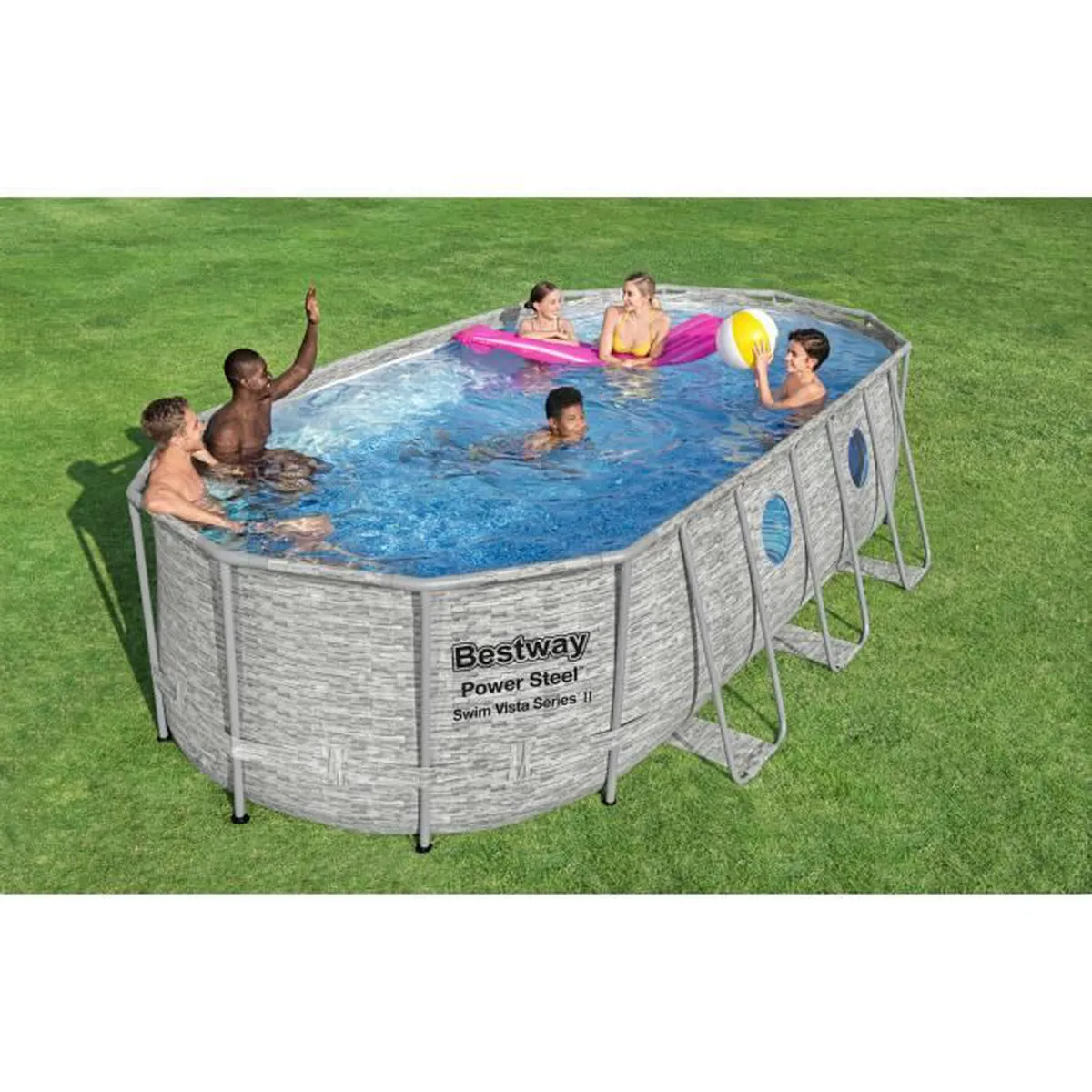 Kit Piscine hors sol - BESTWAY - Power Steel - 549 x 274 x 122 cm - Ovale (Avec pompe de filtration. échelle. bâche)