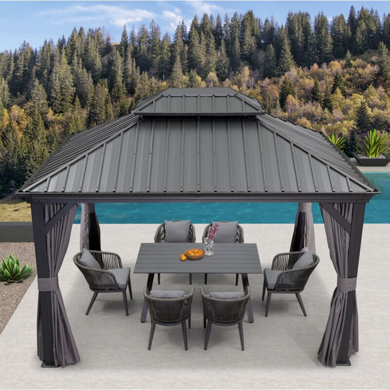 Outdoor 12 Ft. W x 10 Ft. D Aluminum Patio Gazebo