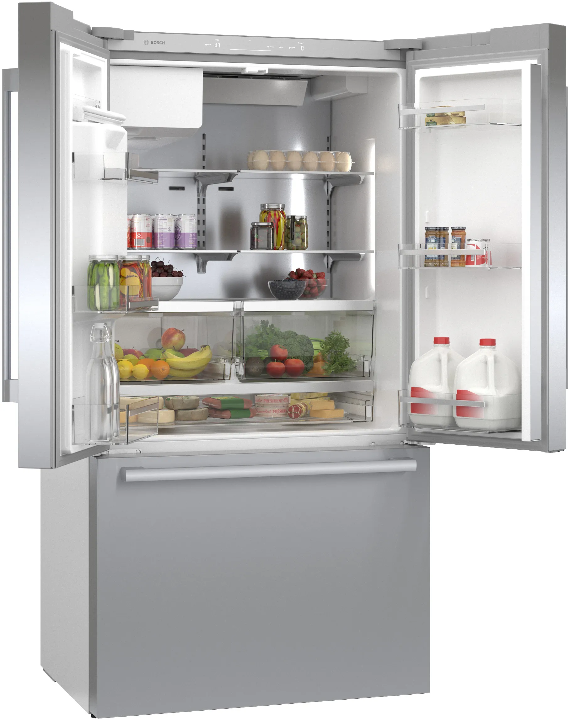 Bosch B36CD50SNS 500 Series French Door Bottom Mount Refrigerator 36'' Stainless steel (with anti-fingerprint). Total No Frost