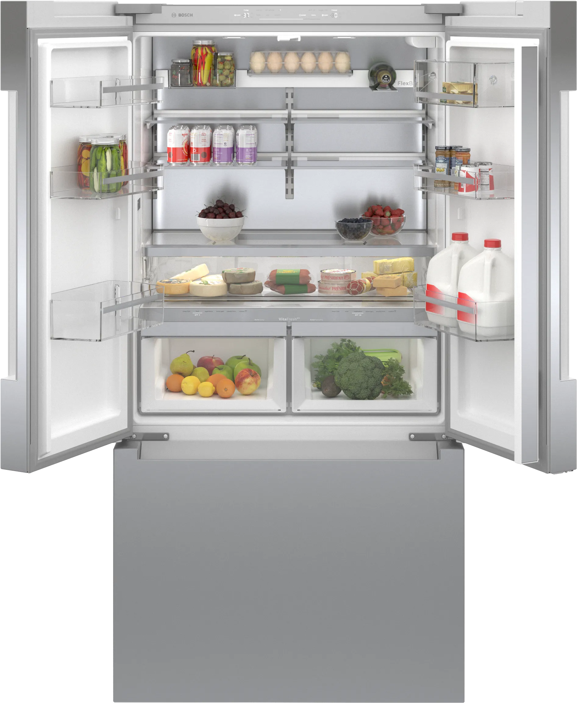 Bosch B36CT81ENS 800 Series French Door Bottom Mount Refrigerator 36'' Stainless steel (with anti-fingerprint). Total No Frost