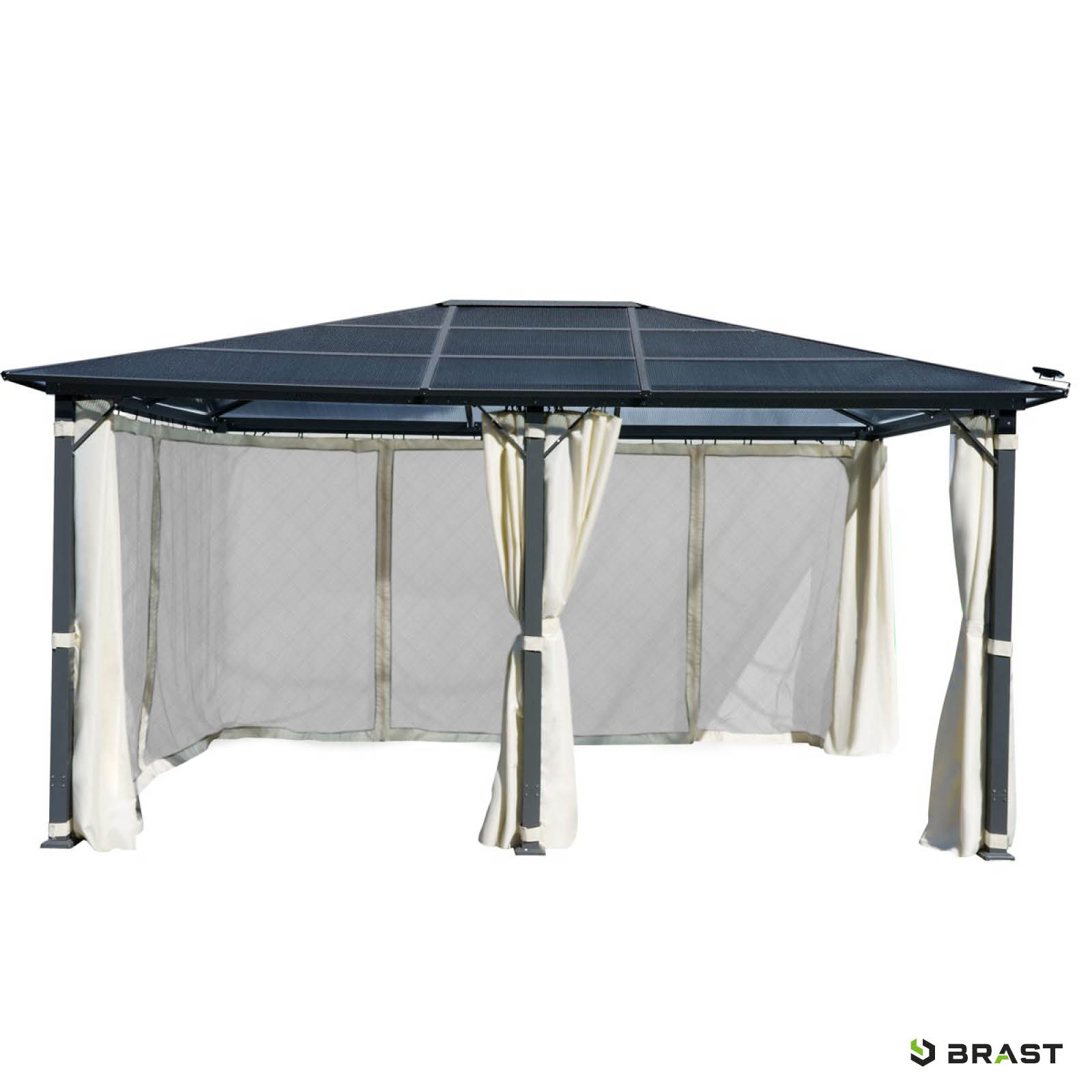 BRAST Alu-Pavillon PREMIUM 3.6x4.8m beige inkl. LEDs