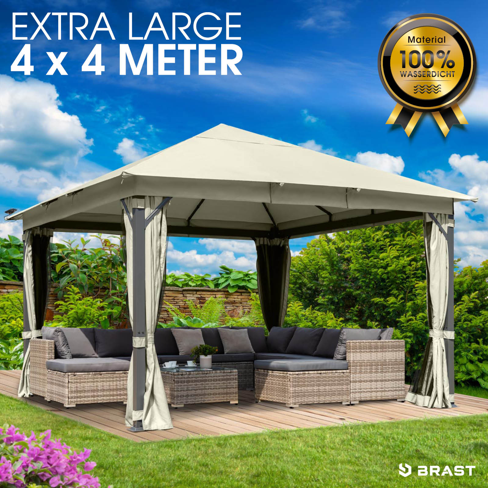 BRAST Alu Pavillon INFINITY 4x4m dunkelgrau