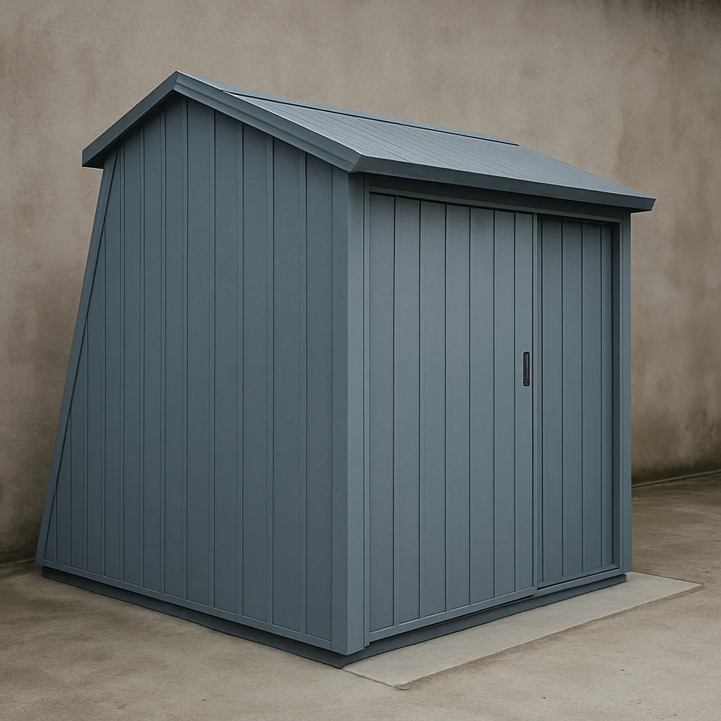 Caseta de Jardín Gris Oscuro. Metal para Jardín Exterior. 210×130×195 cm