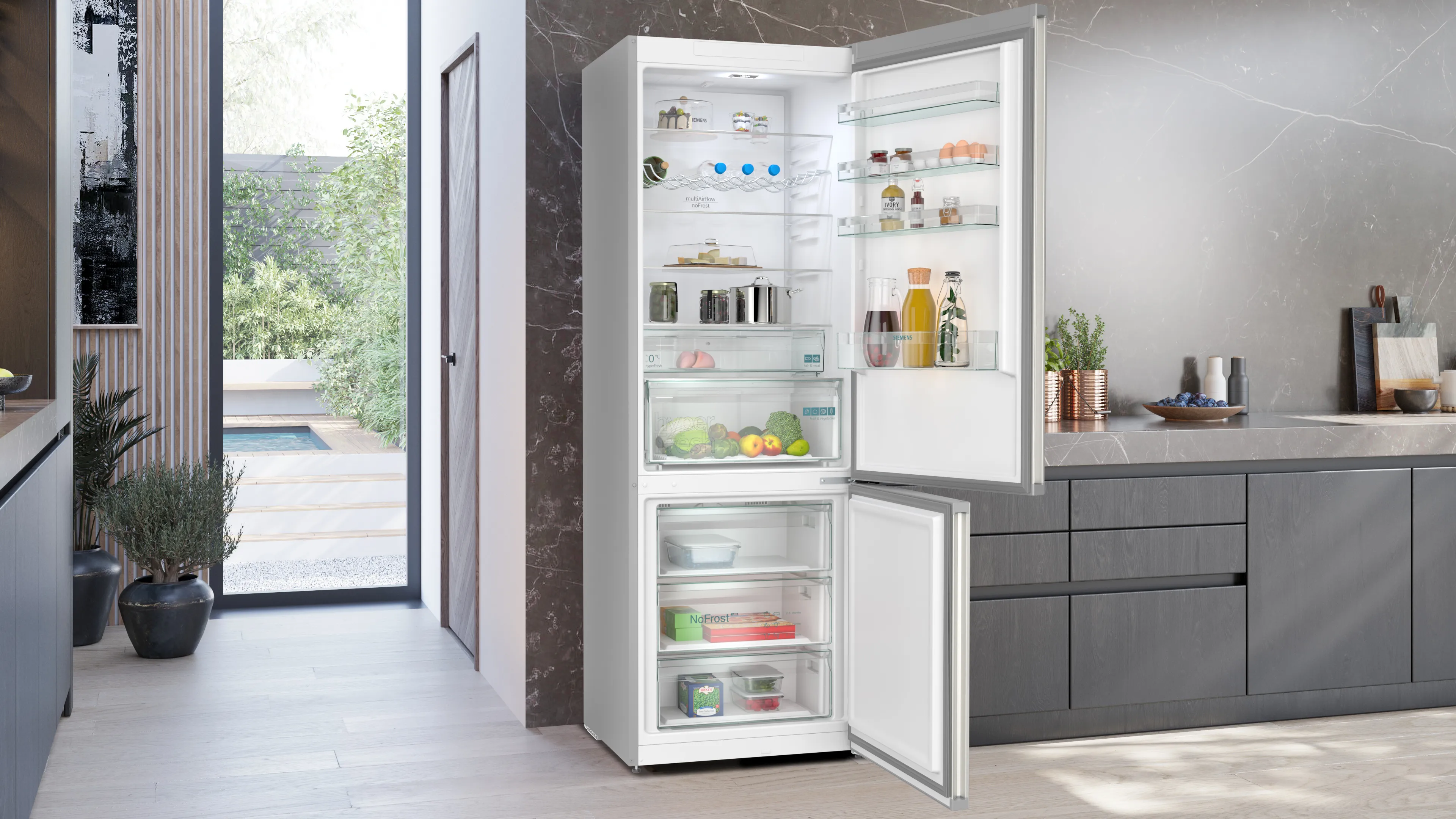 SIEMENS KG49NXIDF iQ300 Free-standing fridge-freezer with freezer at bottom 203 x 70 cm Brushed steel anti-fingerprint