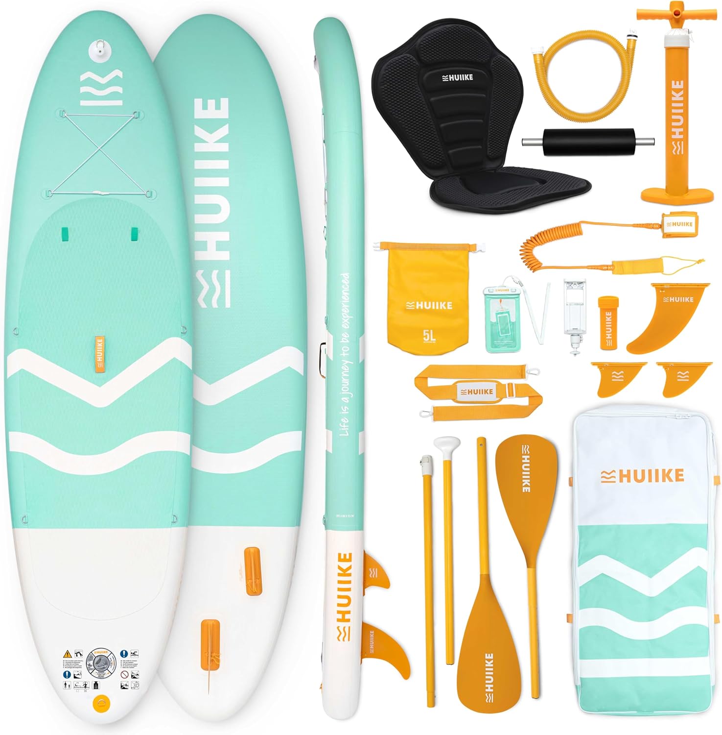 HUIIKE Stand Up Paddling Board mit Zubehör, Paddel, Finnen, Pumpe. Paddle Sup Board Aufblasbar Hohe Stabilität und Widerstandsfähigkeit. 305 × 84 × 15 cm, Belastbar bis 130 kg