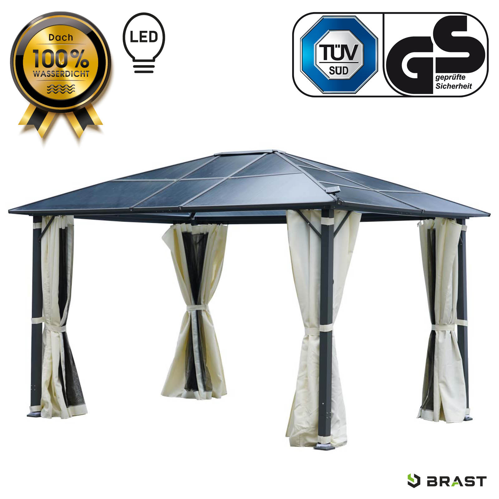 BRAST Alu-Pavillon SUMMERDREAM 3x4m beige inkl. LEDs