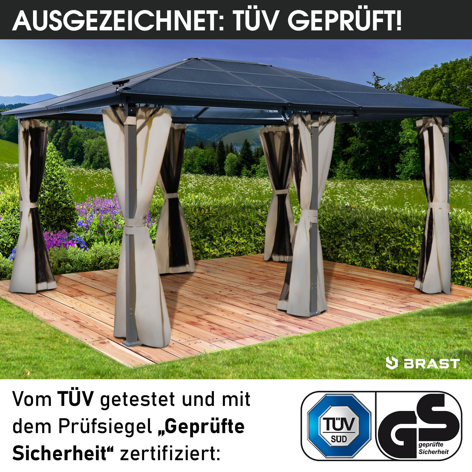 BRAST Alu Pavillon PREMIUM 3.6x4.8m beige