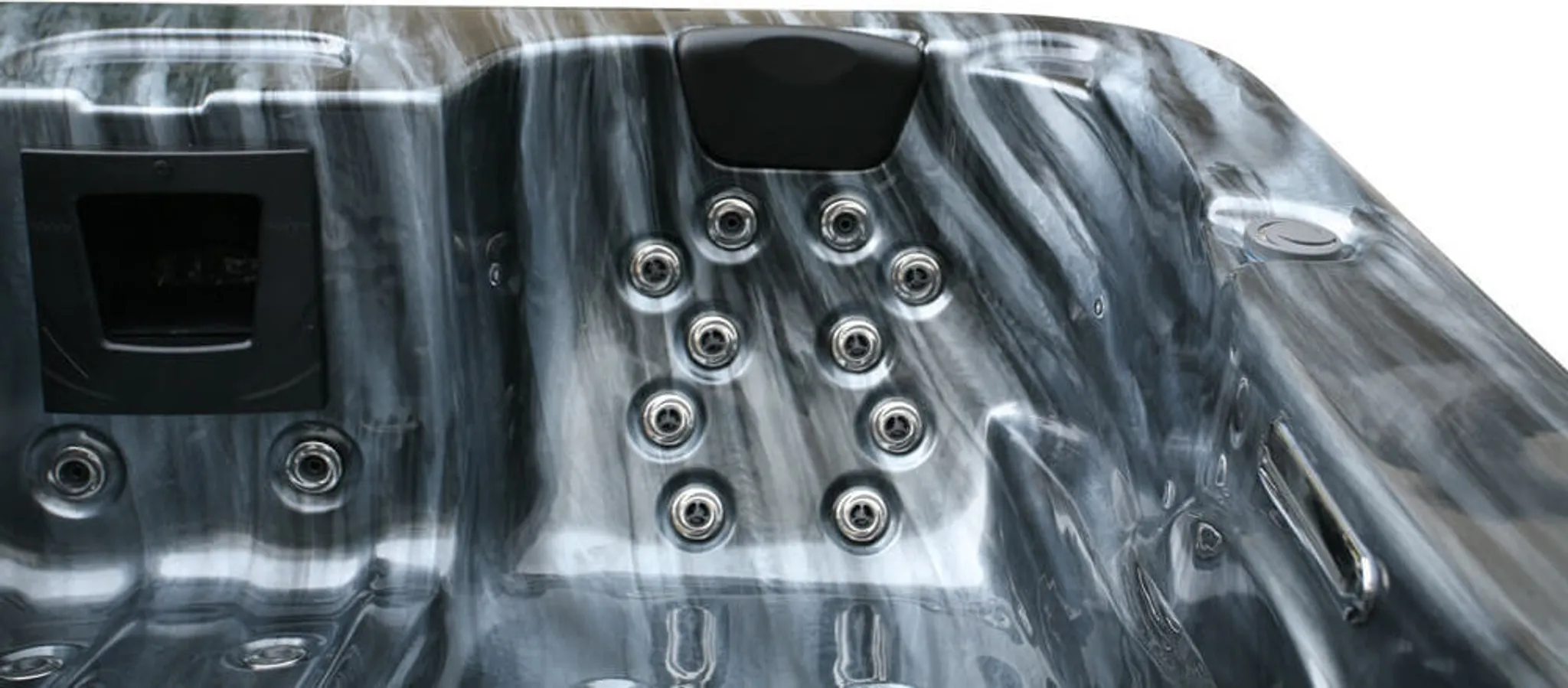 HOME DELUXE - Outdoor Whirlpool Black MARBLE inkl. Treppe und Thermoabdeckung