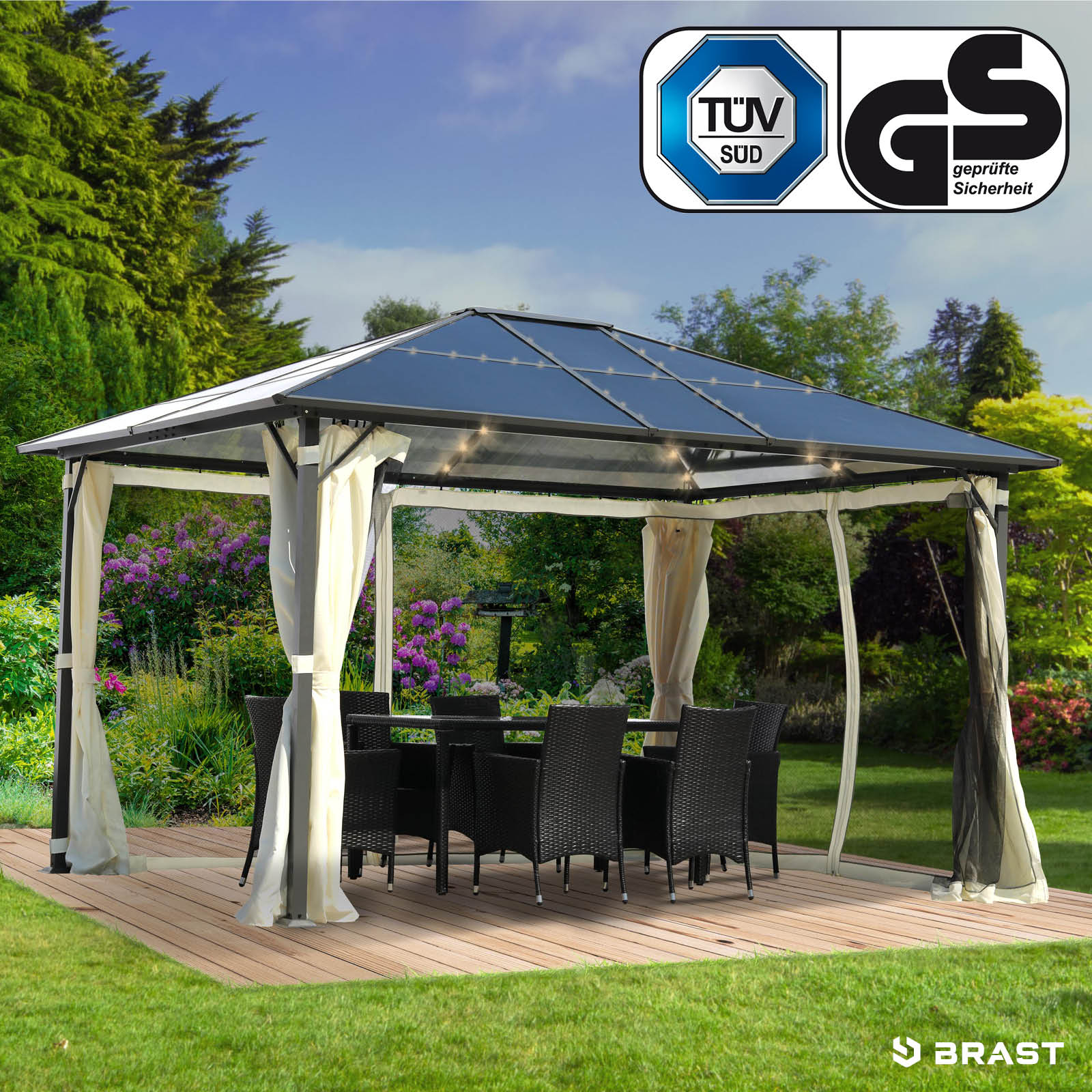 BRAST Alu-Pavillon SUMMERDREAM 3x4m beige inkl. LEDs