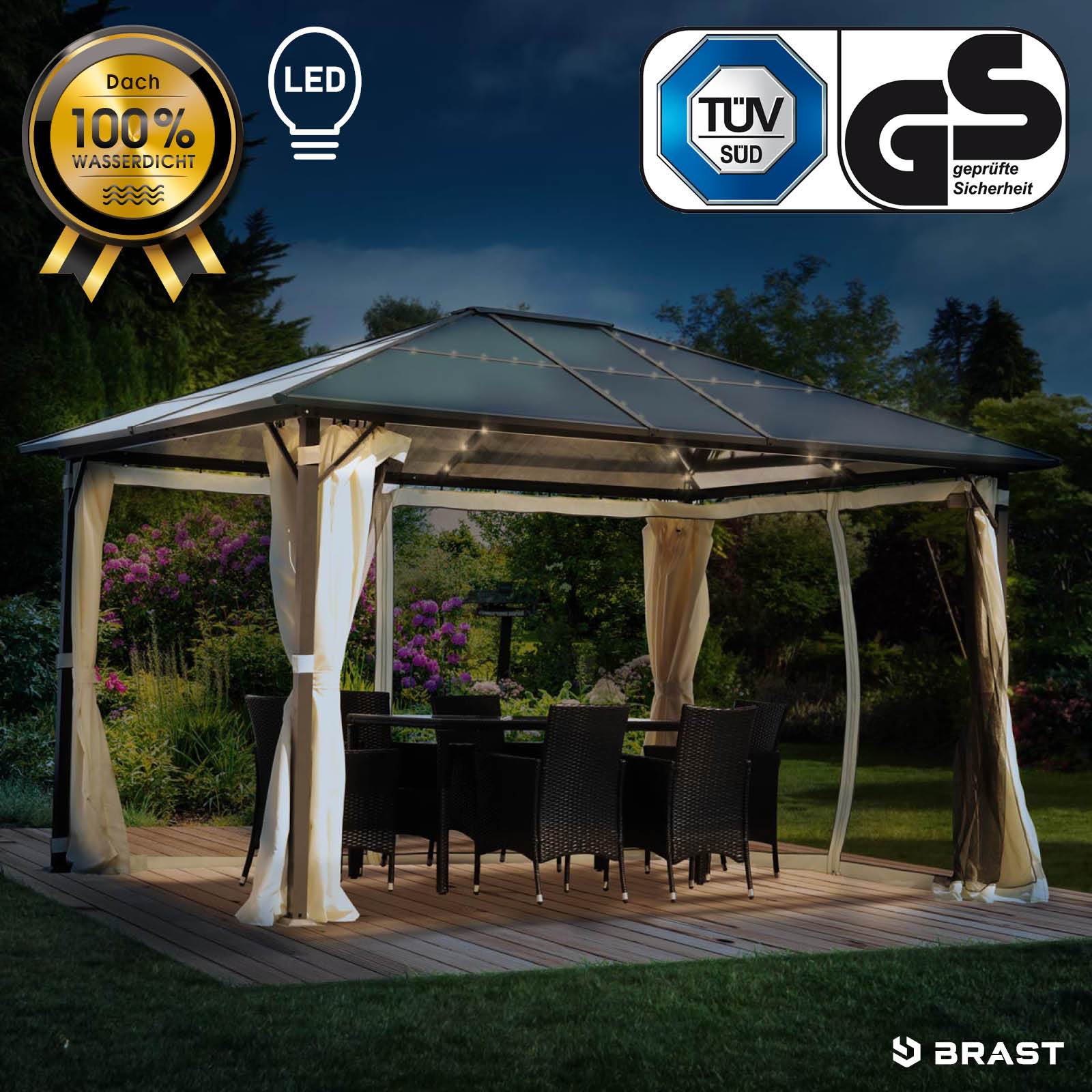 BRAST Alu-Pavillon SUMMERDREAM 3x4m beige inkl. LEDs