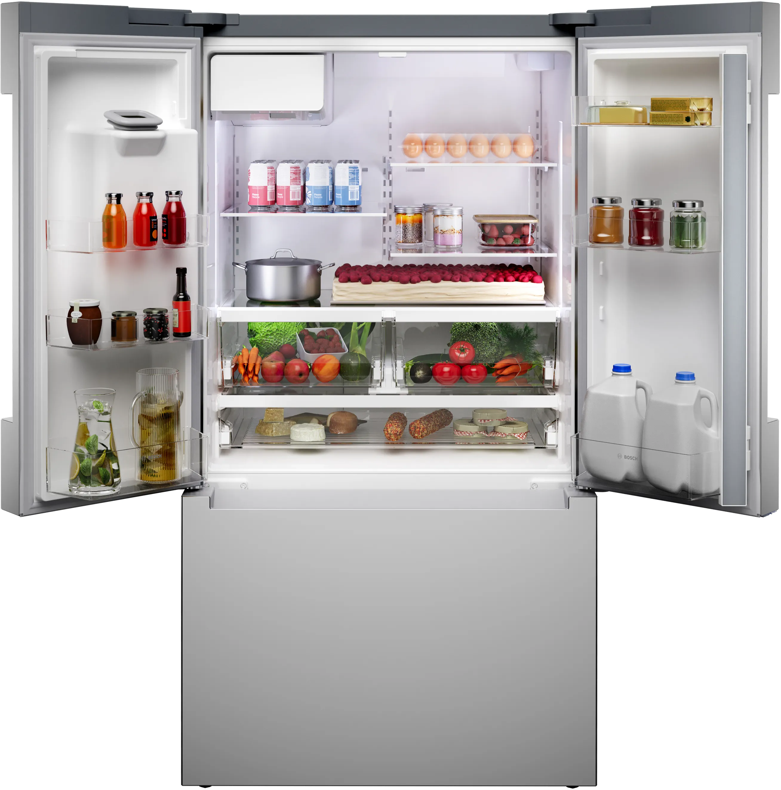 Bosch B36FD10ENS 100 Series French Door Bottom Mount Refrigerator 36'' Stainless steel (with anti-fingerprint). Total No Frost