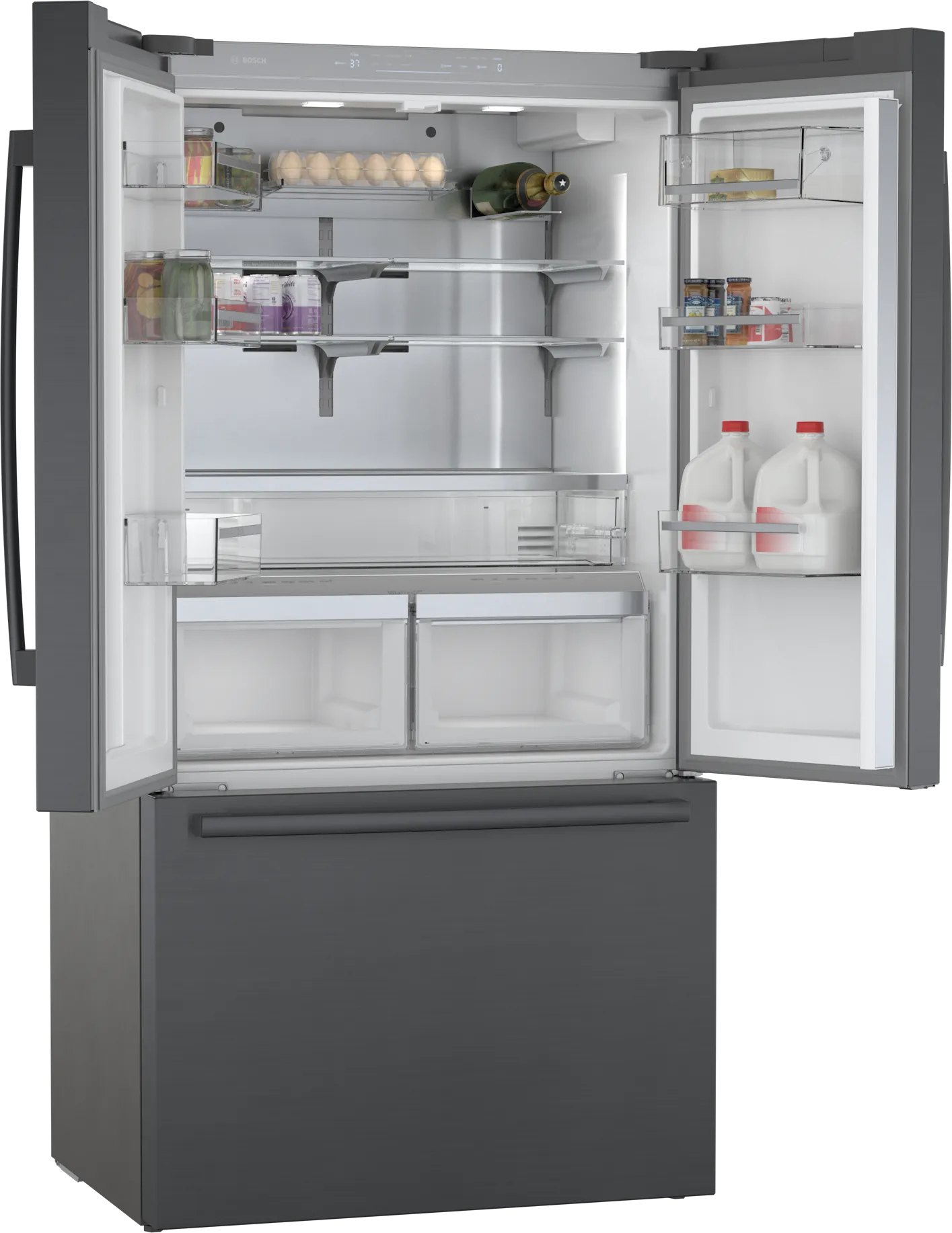 Bosch B36CT80SNB 800 Series French Door Bottom Mount Refrigerator 36'' Black Stainless Steel