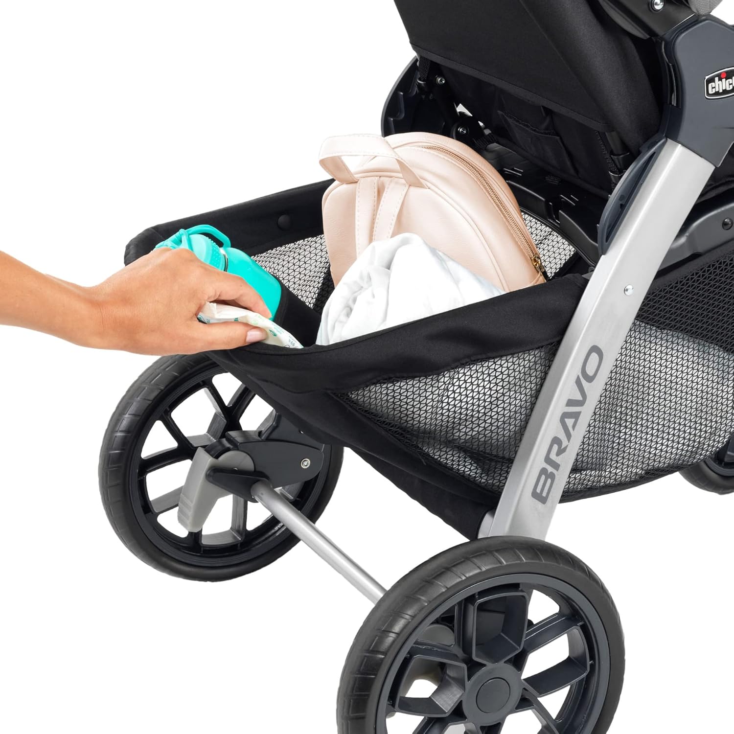 Chicco Bravo 3-in-1 Trio Travel System, Bravo Quick-Fold Stroller with KeyFit 30 Infant Car Seat and Base, Car Seat and Stroller Combo, Camden/Black & Grey