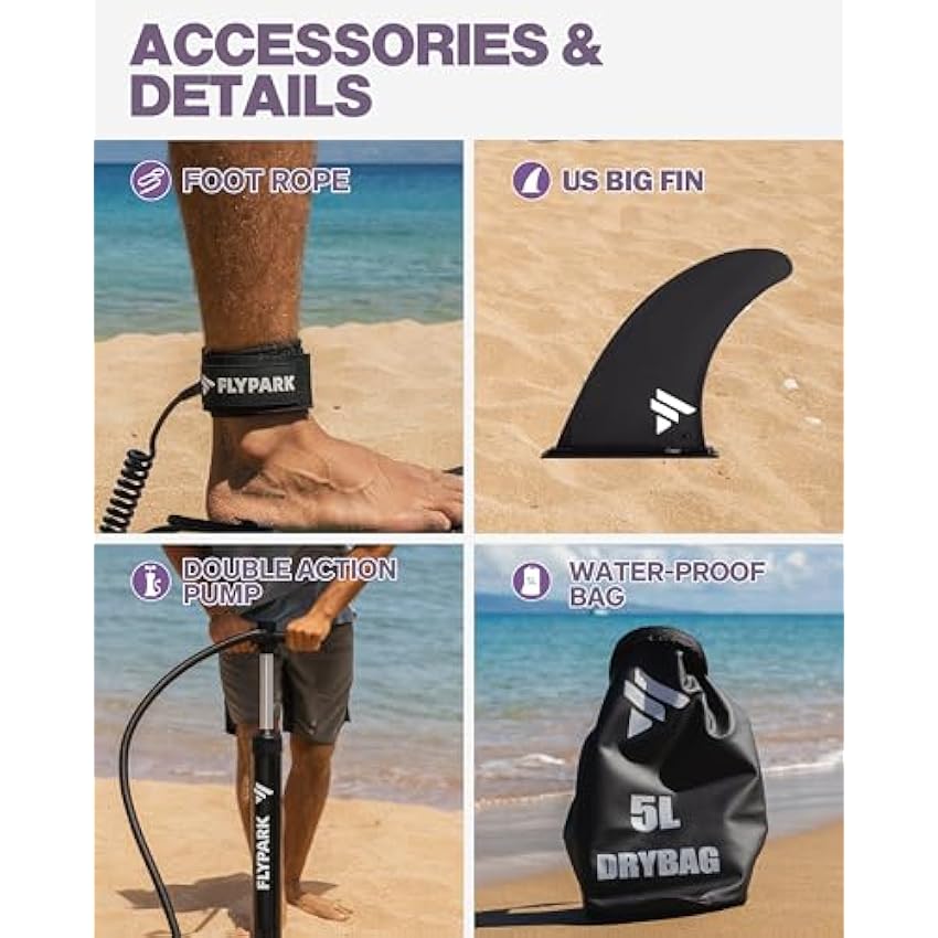 Flypark 11'x34‘’ Inflatable Paddle Boards, Extra Wide SUP for 420lbs/3Adults, Yoga Stand Up Paddle Board, 110L Backpack, 15 D-Rings, Shoulder Strap, US-Fin, 2-Action Pump