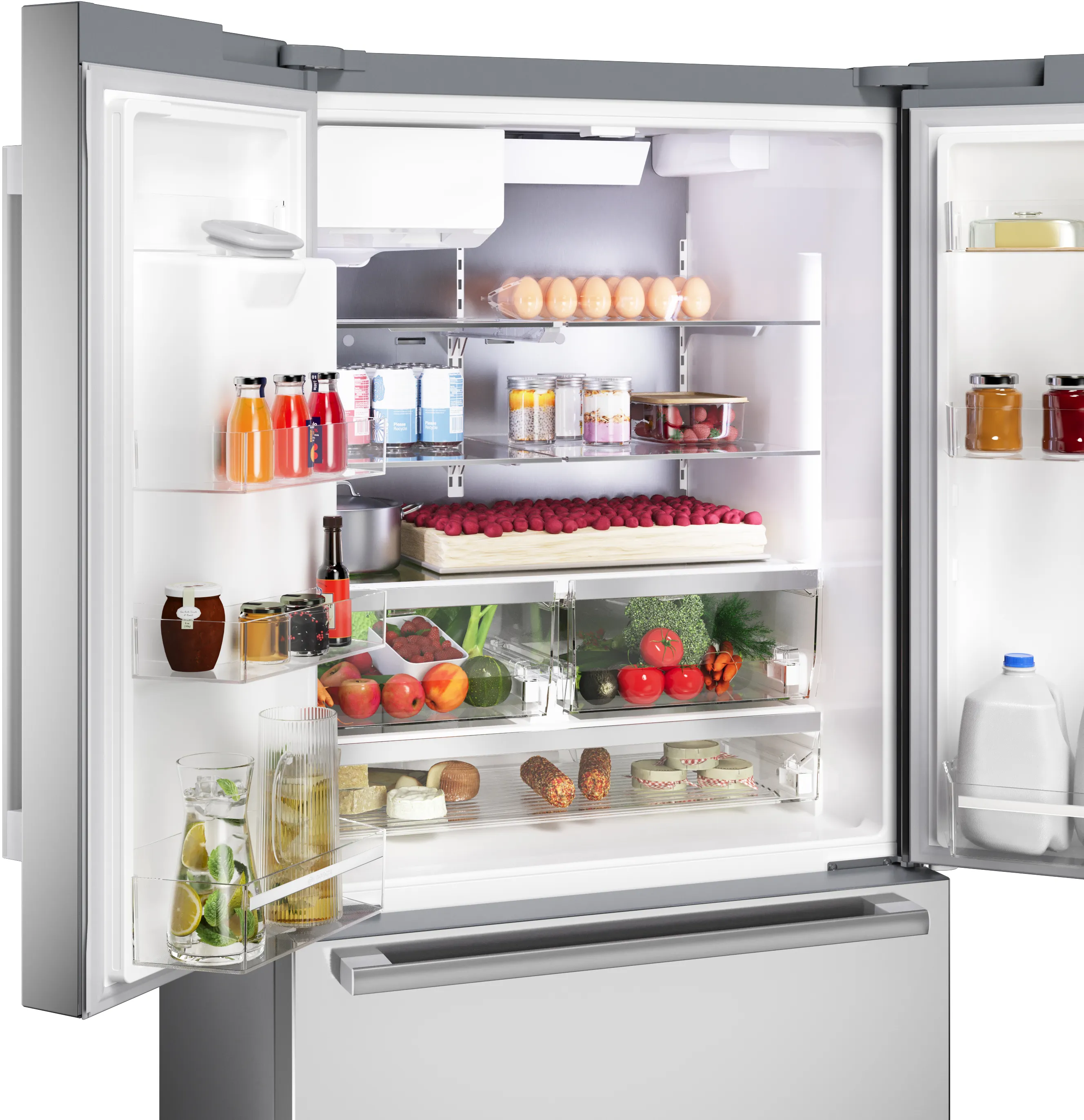 Bosch B36FD52SNS 500 Series French Door Bottom Mount Refrigerator 36'' Stainless steel (with anti-fingerprint). Total No Frost