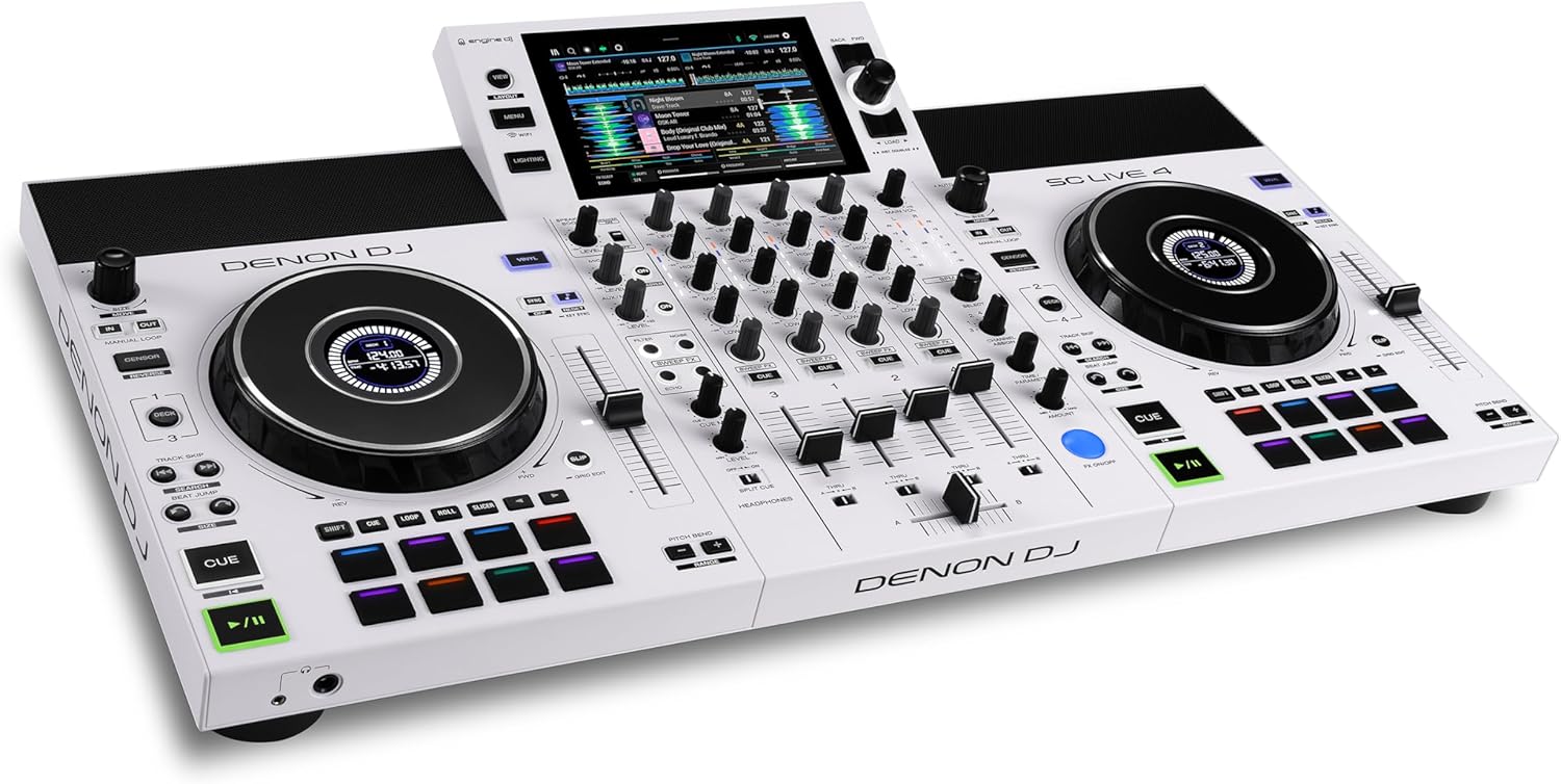 Denon DJ SC LIVE 4 Standalone DJ Controller with Stem Separation on 4-Decks, Wi-Fi Streaming, Build-in Speakers, Serato DJ and Virtual DJ Compatible