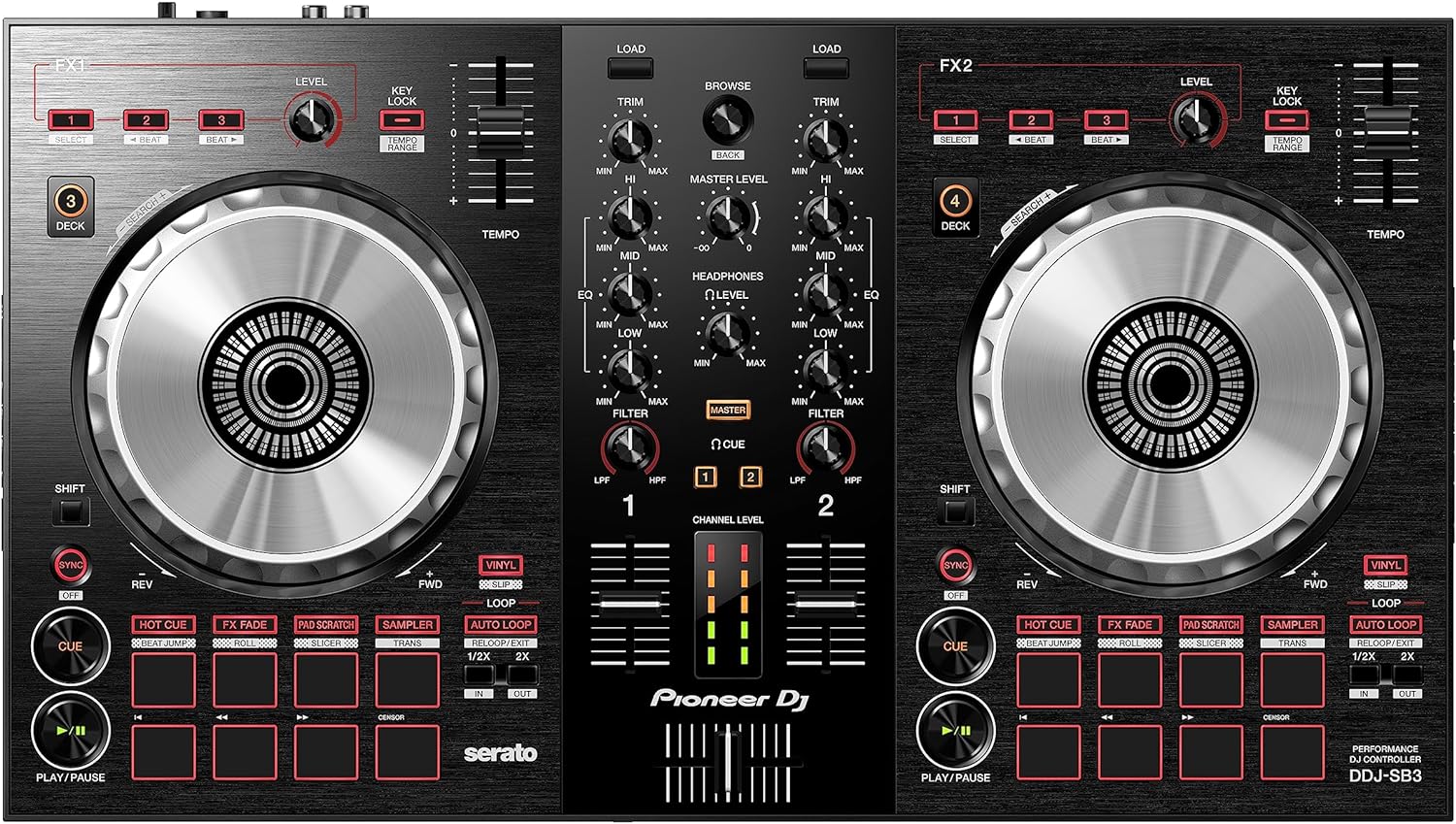 Pioneer DJ DJ Controller, Black, (DDJSB3)