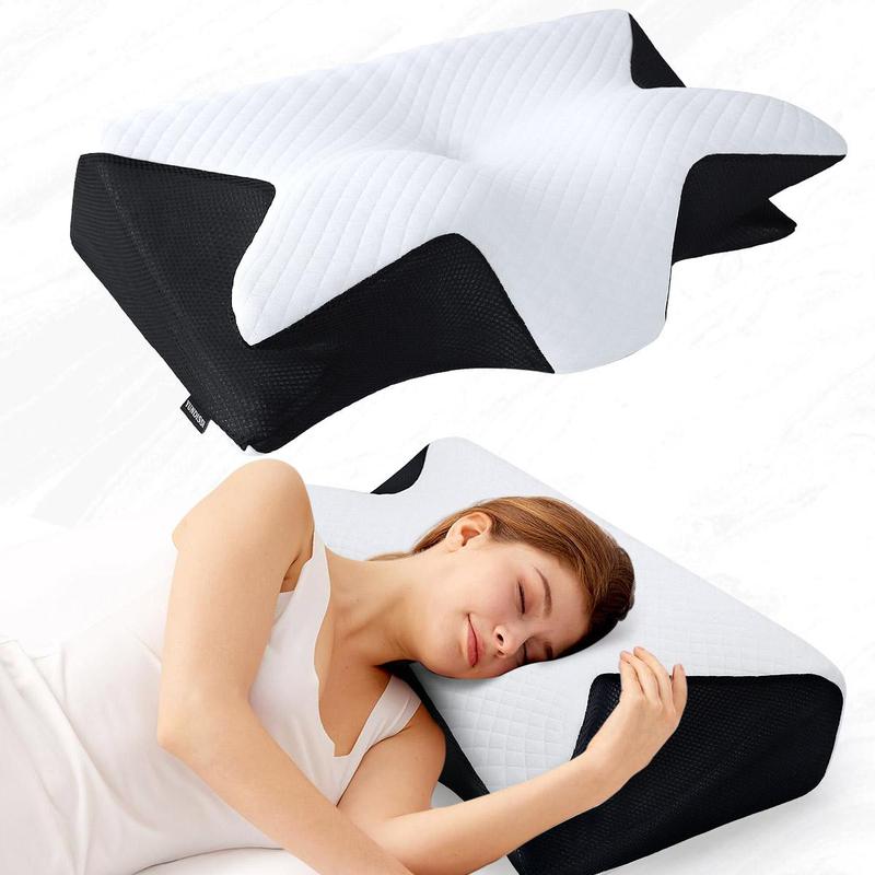 Memory Foam Nackenkissen, 1 Stück atmungsaktives Design Nackenkissen, bequemes & unterstützendes Nackenkissen, Schlafkissen für Seiten- & Rückenschläfer