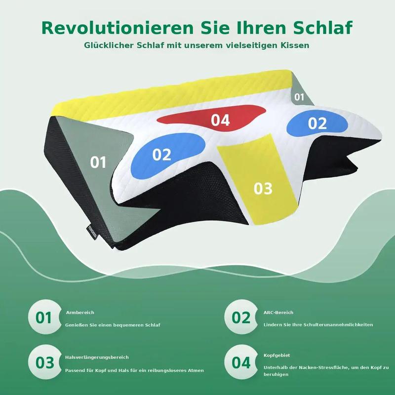 Memory Foam Nackenkissen, 1 Stück atmungsaktives Design Nackenkissen, bequemes & unterstützendes Nackenkissen, Schlafkissen für Seiten- & Rückenschläfer