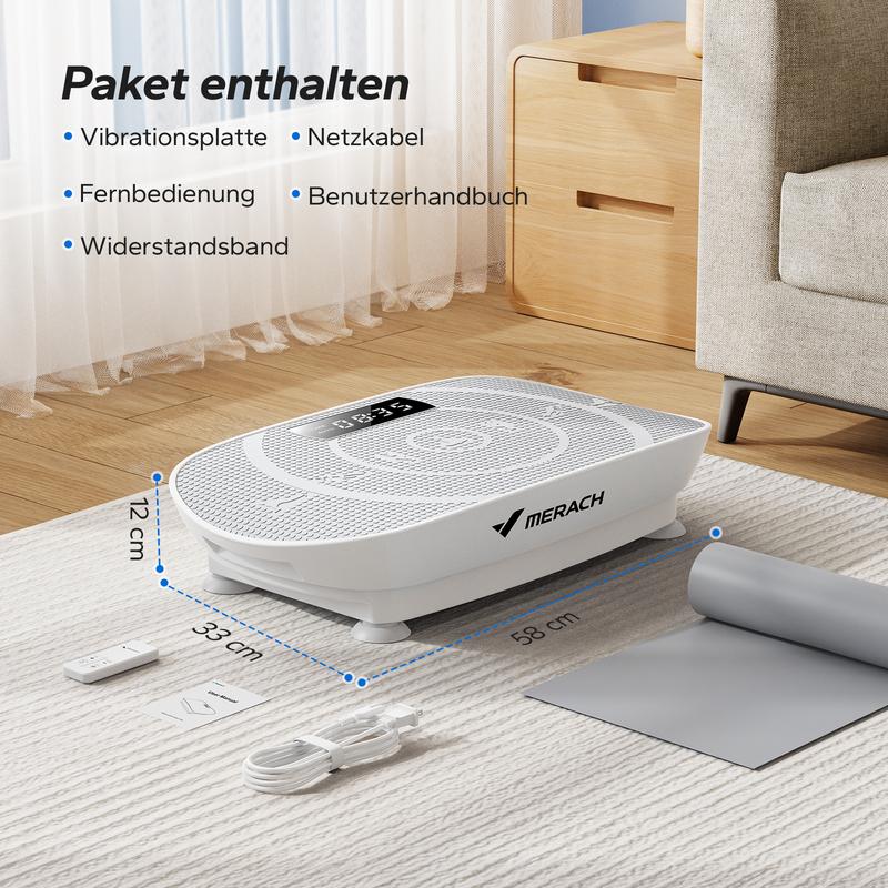MERACH - Vibrationsplatte, Trainingsgerät für Lymphdrainage und Ganzkörpertraining, Fitness-Vibrationsplattform für Muskelaufbau, Fettverbrennung und verbesserte Durchblutung – Sichtbare Ergebnisse in zwei Wochen