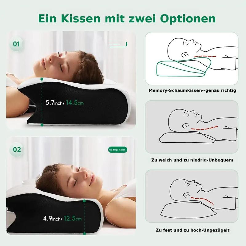 Memory Foam Nackenkissen, 1 Stück atmungsaktives Design Nackenkissen, bequemes & unterstützendes Nackenkissen, Schlafkissen für Seiten- & Rückenschläfer