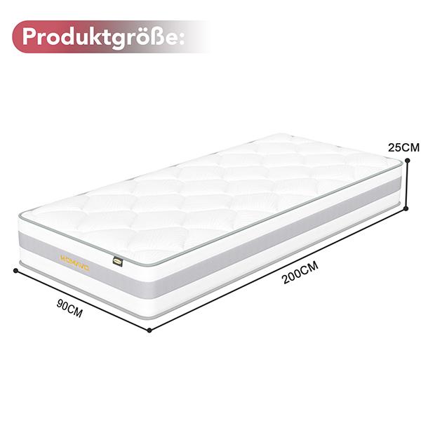 HOMAVO Taschenfederkernmatratze, 10 Schichten Premium-Materialien, 7 Zonen, 25 cm, integrierte Top-Schicht