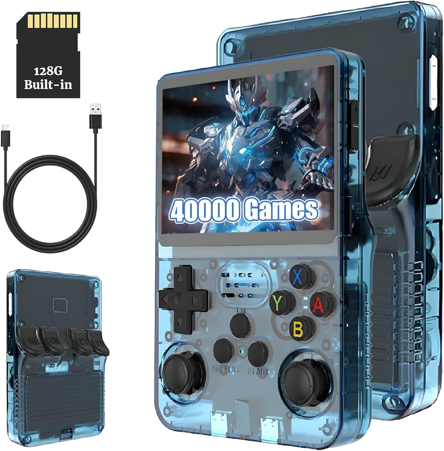 KINMRIS R36S Retro Handheld Spielkonsole, Retro Konsole 3,5-Zoll-IPS-Bildschirm, 128 G über 40.000 Spiele, tragbare Spielkonsole für Kinder und Erwachsene, unterstützt mehrere Emulatoren (Lila)