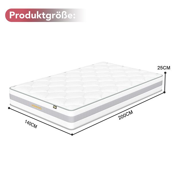 HOMAVO Taschenfederkernmatratze, 10 Schichten Premium-Materialien, 7 Zonen, 25 cm, integrierte Top-Schicht