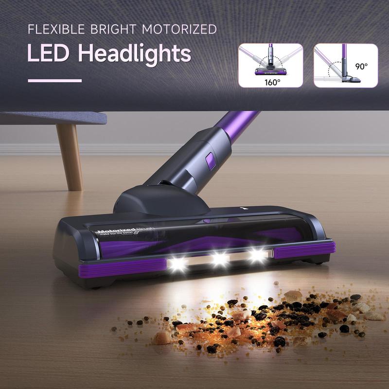 Lubluelu-Cordless Self-Standing Vacuum Cleaner, 25KPa leistungsstarke Saugkraft, 220W Stick Hoover für Tierhaare, Hartböden und Teppiche, 600ml Mülleimer