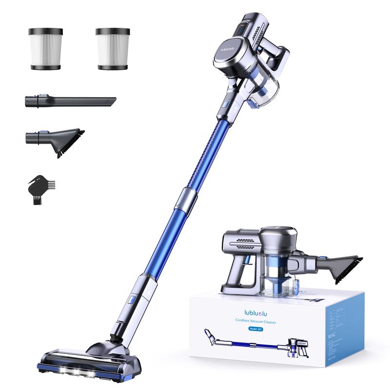 Lubluelu-Cordless Self-Standing Vacuum Cleaner, 25KPa leistungsstarke Saugkraft, 220W Stick Hoover für Tierhaare, Hartböden und Teppiche, 600ml Mülleimer