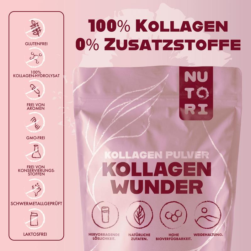 Nutori - Kollagen Pulver - Weidehaltung - Kollagen Hydrolysat Peptide - Made in Germany - laborgeprüft