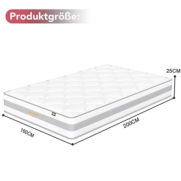 HOMAVO Taschenfederkernmatratze, 10 Schichten Premium-Materialien, 7 Zonen, 25 cm, integrierte Top-Schicht