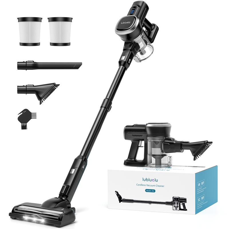 Lubluelu-Cordless Self-Standing Vacuum Cleaner, 25KPa leistungsstarke Saugkraft, 220W Stick Hoover für Tierhaare, Hartböden und Teppiche, 600ml Mülleimer